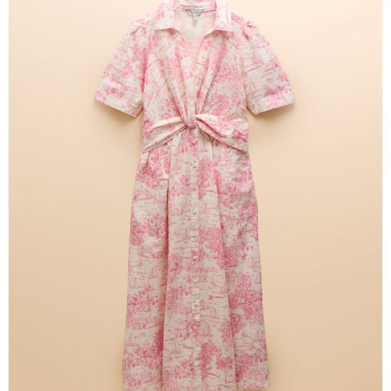 Young Ideas/Henmores - Marina Twist Detail Midi Dress - Pink Toile - 8