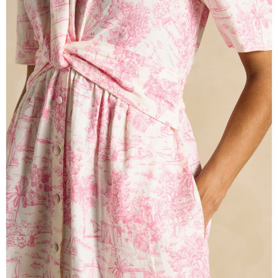 Young Ideas/Henmores - Marina Twist Detail Midi Dress - Pink Toile - 8