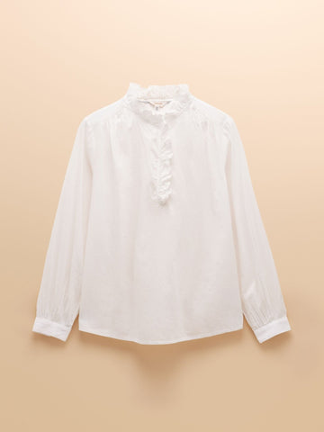 Young Ideas & Henmores -Melanie Frill Detail Blouse -White -8