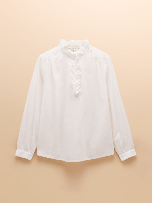 Young Ideas & Henmores -Melanie Frill Detail Blouse -White -8