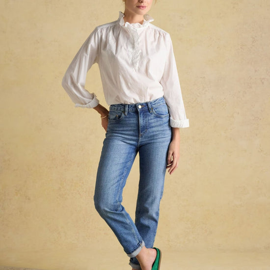 Young Ideas & Henmores -Melanie Frill Detail Blouse -White -8