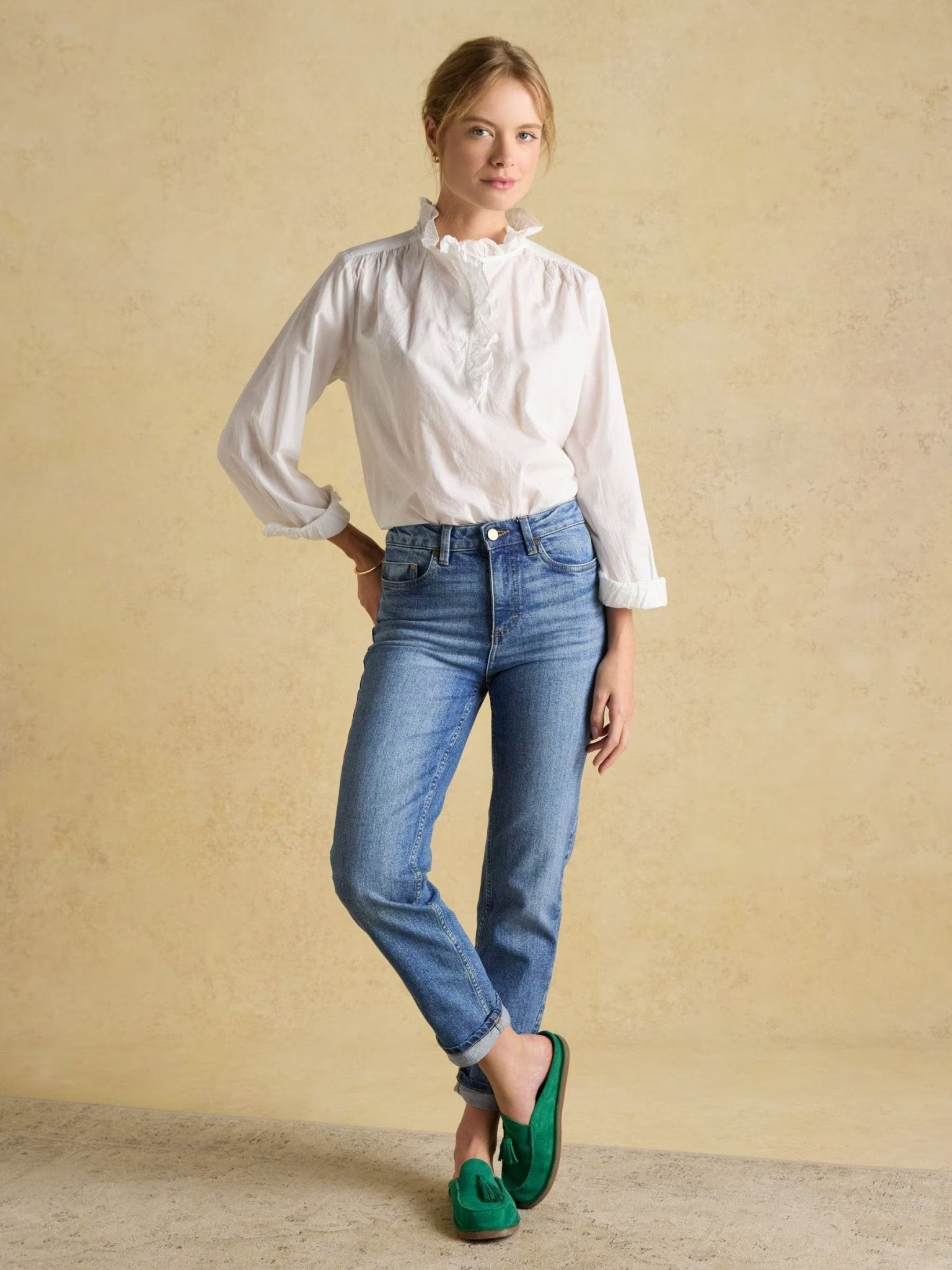 Young Ideas & Henmores -Melanie Frill Detail Blouse -White -8