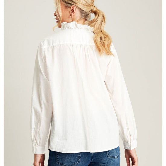 Young Ideas/Henmores - Melanie Frill Detail Long Sleeve Top - Blue/White - 10
