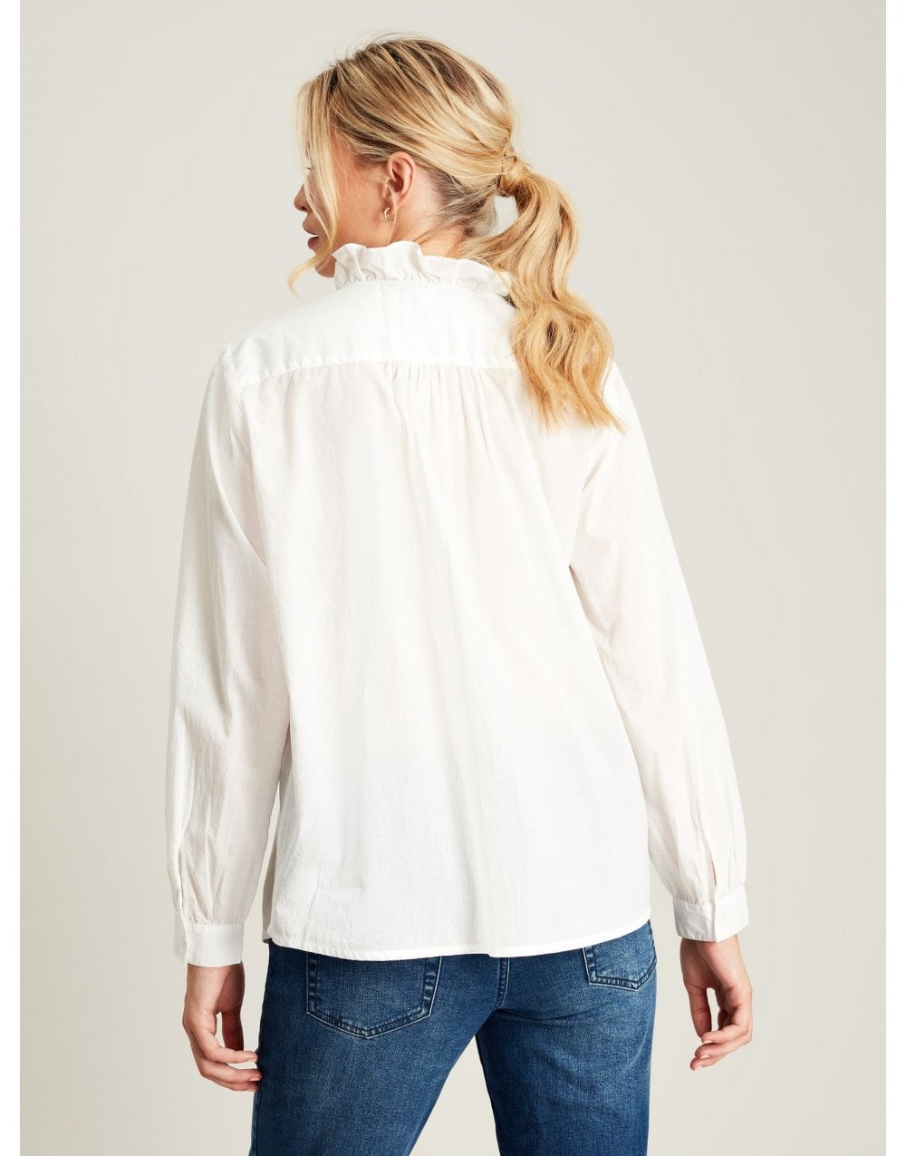 Young Ideas/Henmores - Melanie Frill Detail Long Sleeve Top - Blue/White - 10