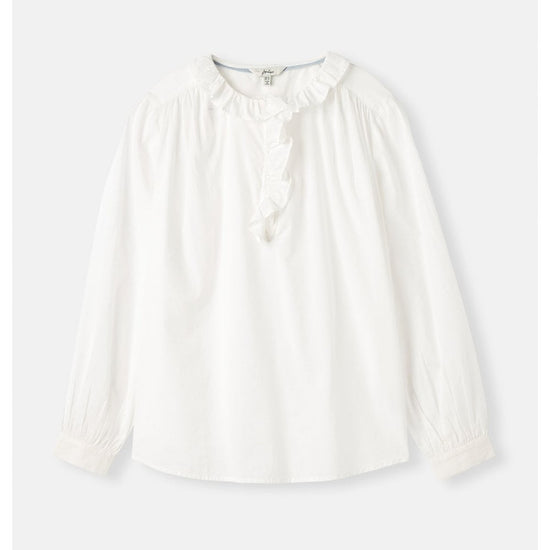 Young Ideas/Henmores - Melanie Frill Detail Long Sleeve Top - Blue/White - 10