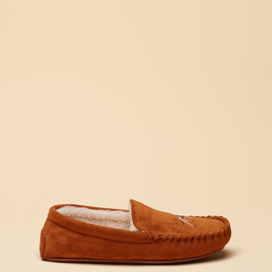 Young Ideas & Henmores -Moccasin Slipper -Tan Brown -M