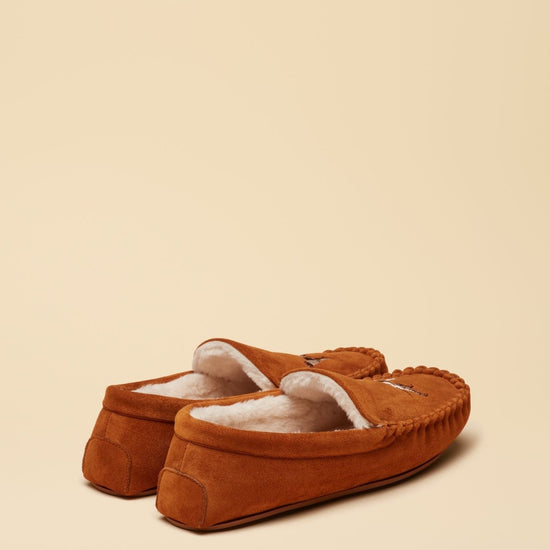 Young Ideas & Henmores -Moccasin Slipper -Tan Brown -M