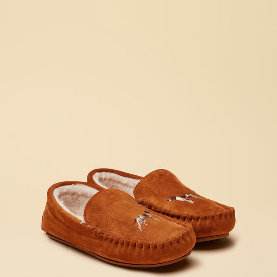 Young Ideas & Henmores -Moccasin Slipper -Tan Brown -M