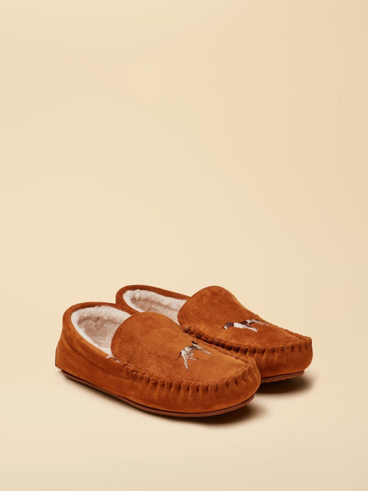 Young Ideas & Henmores -Moccasin Slipper -Tan Brown -M