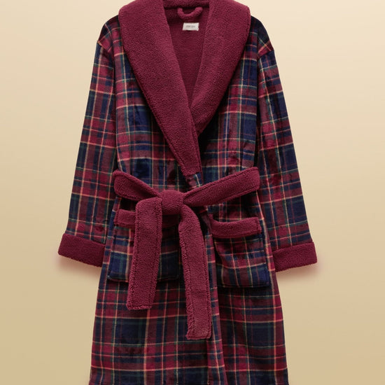 Young Ideas & Henmores -Montague Dressing Gown -Burgundy Red -L/XL