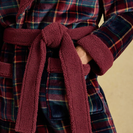Young Ideas & Henmores -Montague Dressing Gown -Burgundy Red -L/XL