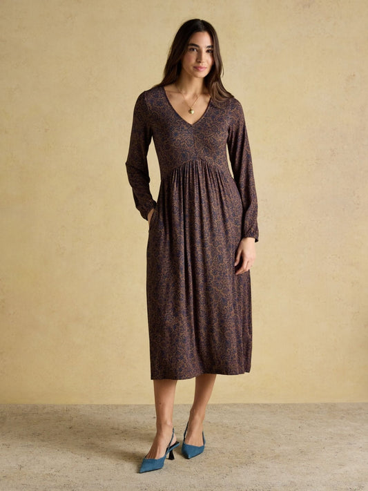 Young Ideas/Henmores - Nia Paisley Long Sleeve Dress - Brown - S