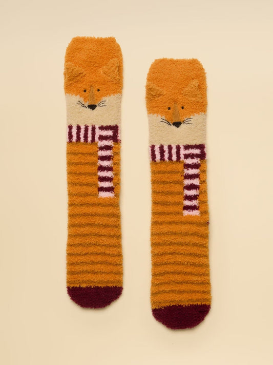 Young Ideas & Henmores -Novelty Fluffy Socks -Orange Fox -OS