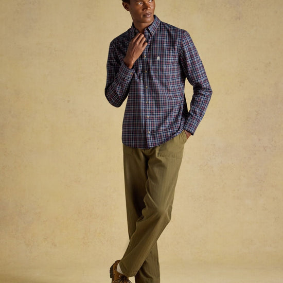 Young Ideas & Henmores -Oxford Check Classic Fit -Navy -M
