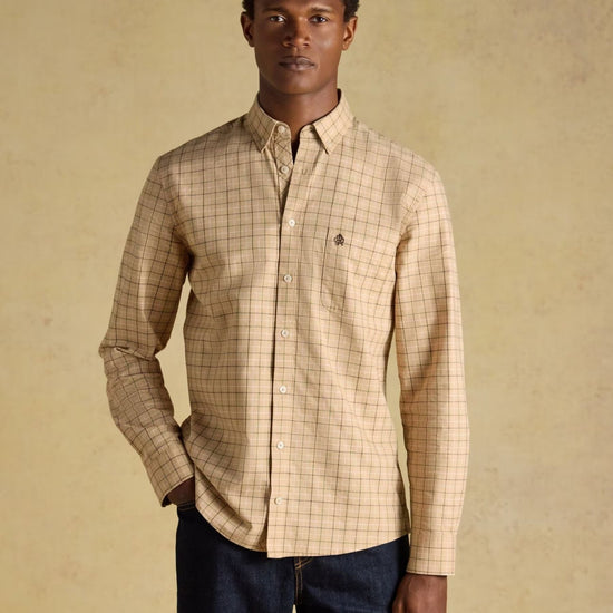 Young Ideas & Henmores -Oxford Check Classic Fit -Oatmeal -M