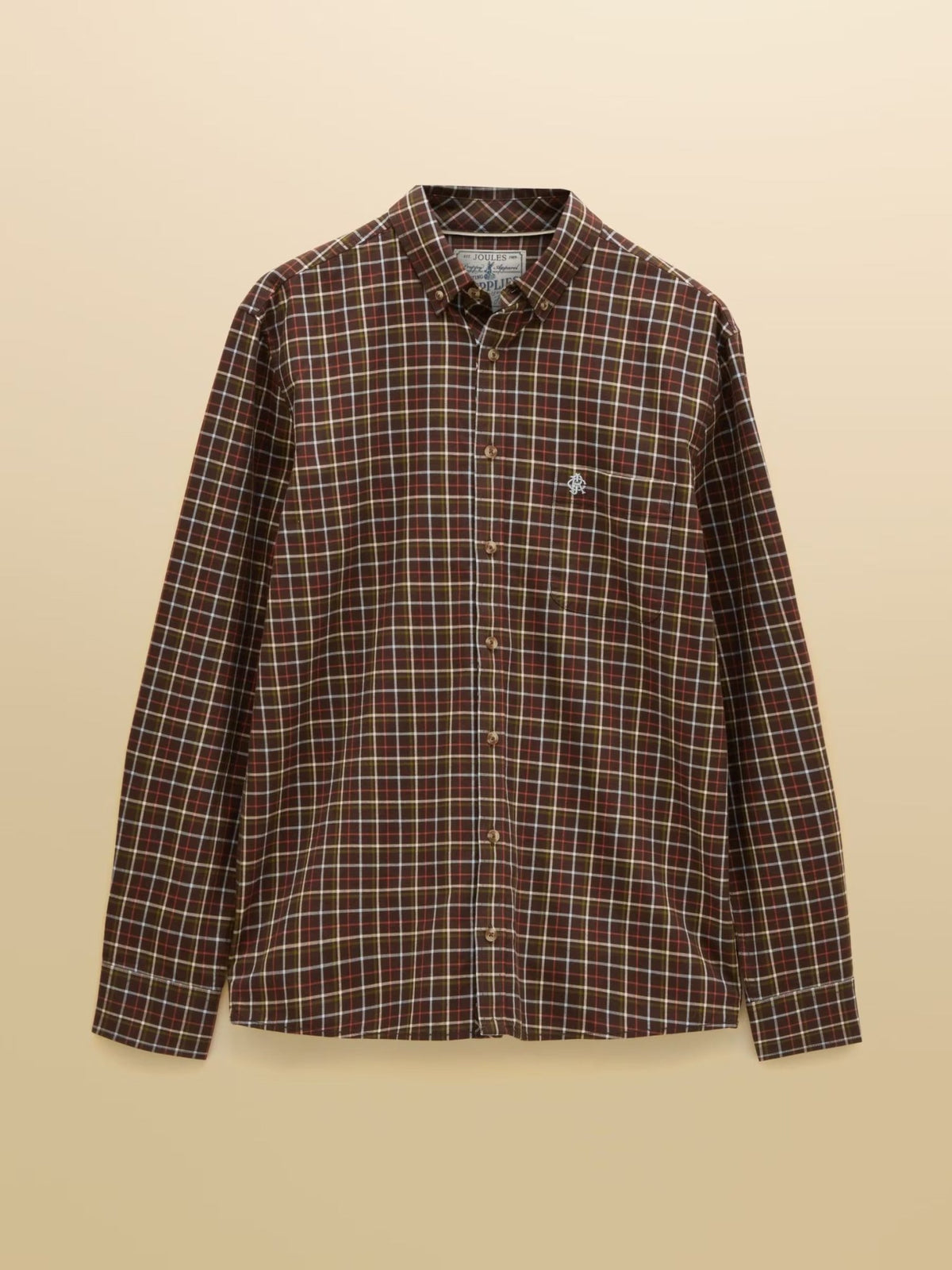 Young Ideas & Henmores -Oxford Check Classic Fit -Chocolate Brown -M