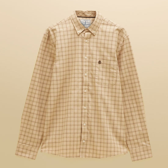 Young Ideas & Henmores -Oxford Check Classic Fit -Oatmeal -M