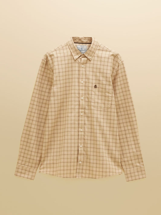 Young Ideas & Henmores -Oxford Check Classic Fit -Oatmeal -M