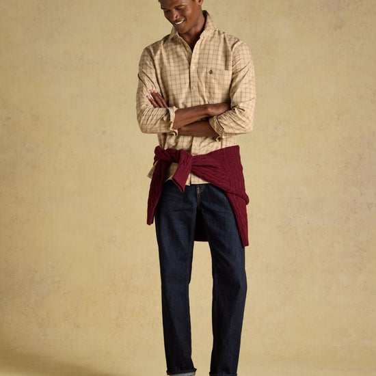 Young Ideas & Henmores -Oxford Check Classic Fit -Oatmeal -M
