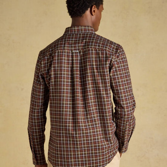 Young Ideas & Henmores -Oxford Check Classic Fit -Chocolate Brown -M
