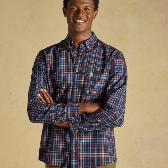 Young Ideas & Henmores -Oxford Check Classic Fit -Navy -M