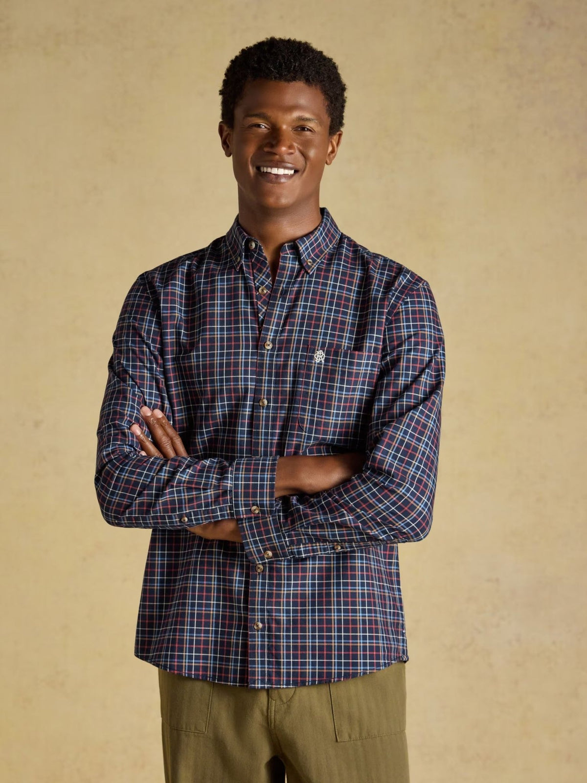 Young Ideas & Henmores -Oxford Check Classic Fit -Navy -M