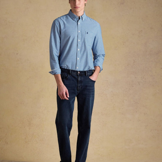 Young Ideas & Henmores -Oxford Gingham Classic Fit -Navy Check -M
