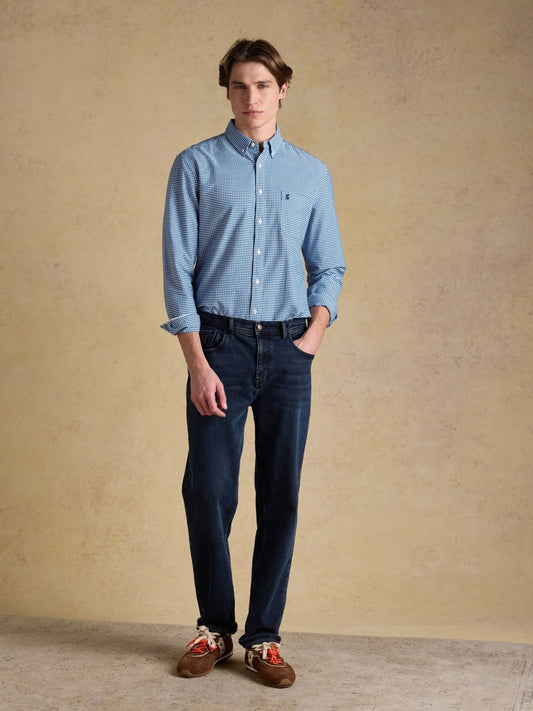 Young Ideas & Henmores -Oxford Gingham Classic Fit -Navy Check -M
