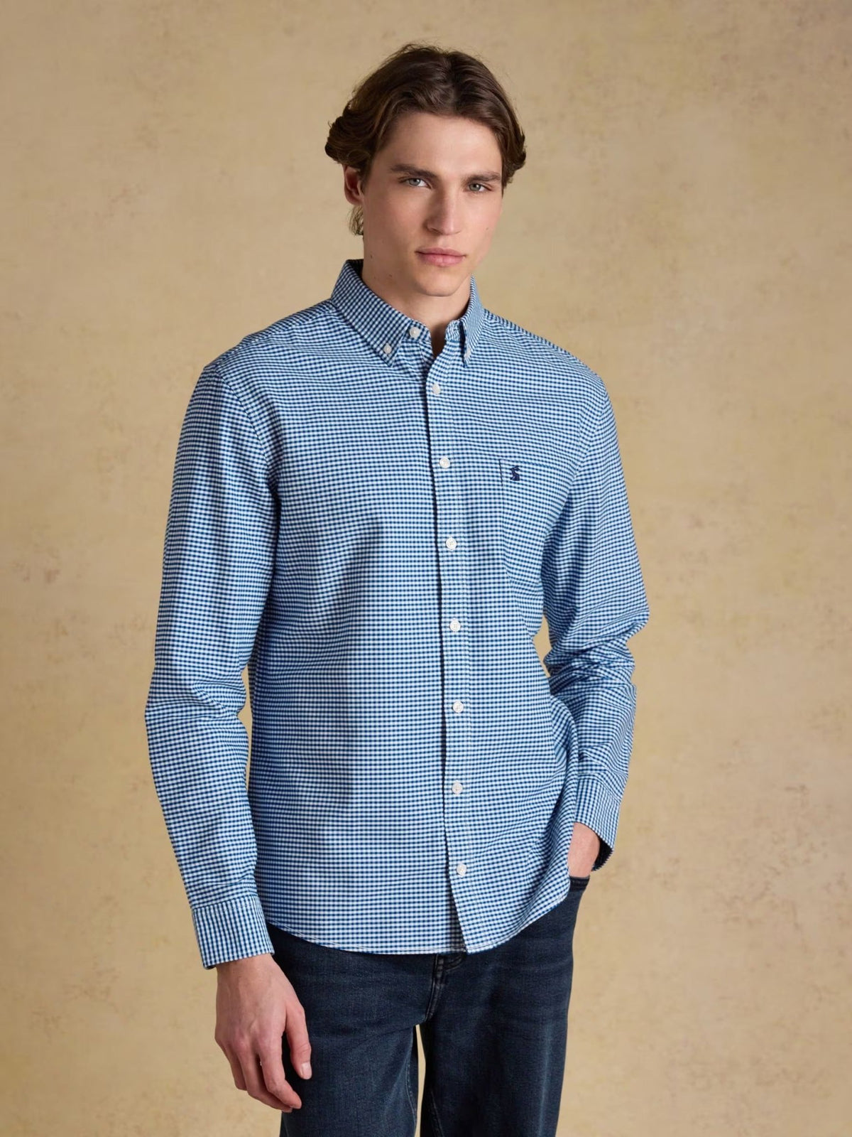 Young Ideas & Henmores -Oxford Gingham Classic Fit -Navy Check -M