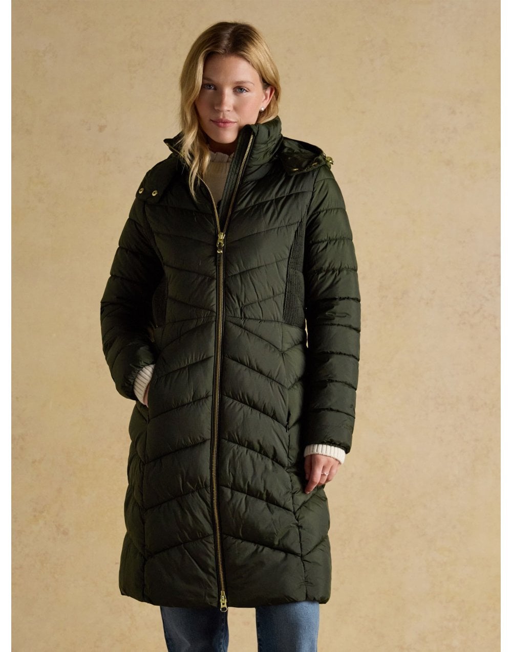 Young Ideas/Henmores - Pembury Long Hooded Coat - Khaki Green - 8