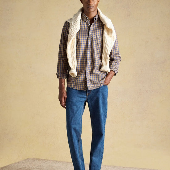 Young Ideas & Henmores -Poplin Check Classic Fit -Blue/Yellow -M