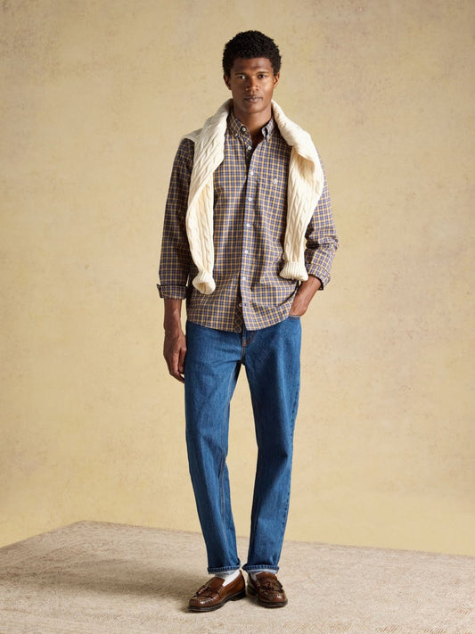 Young Ideas & Henmores -Poplin Check Classic Fit -Blue/Yellow -M