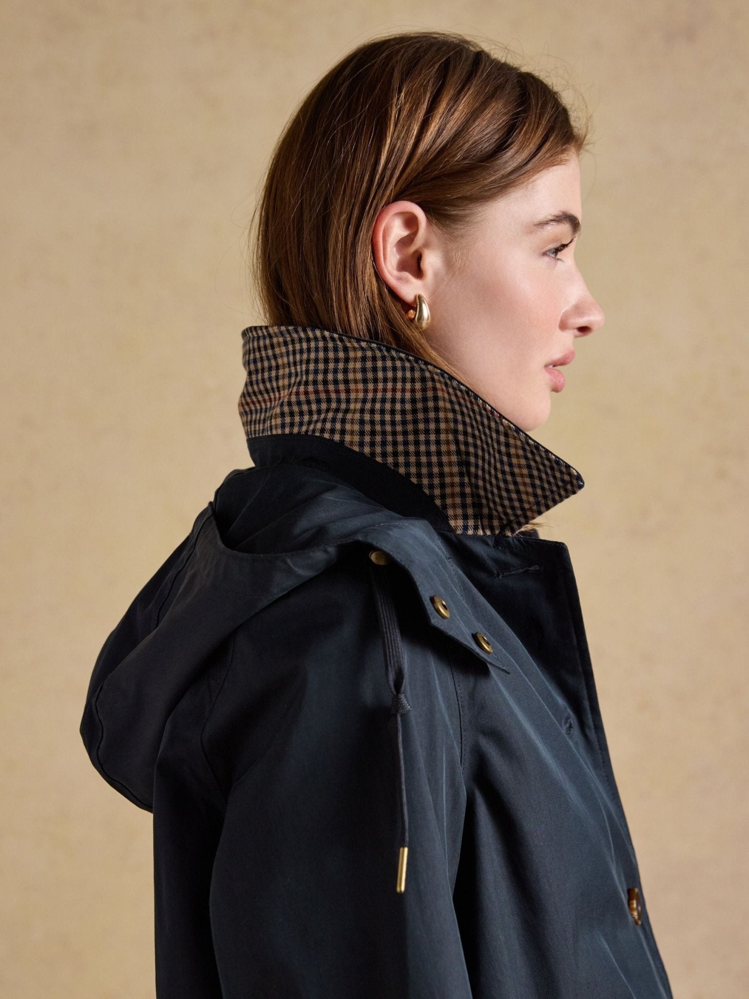 Young Ideas/Henmores - Rainmore Check Detail Waterproof Coat - Navy - 8