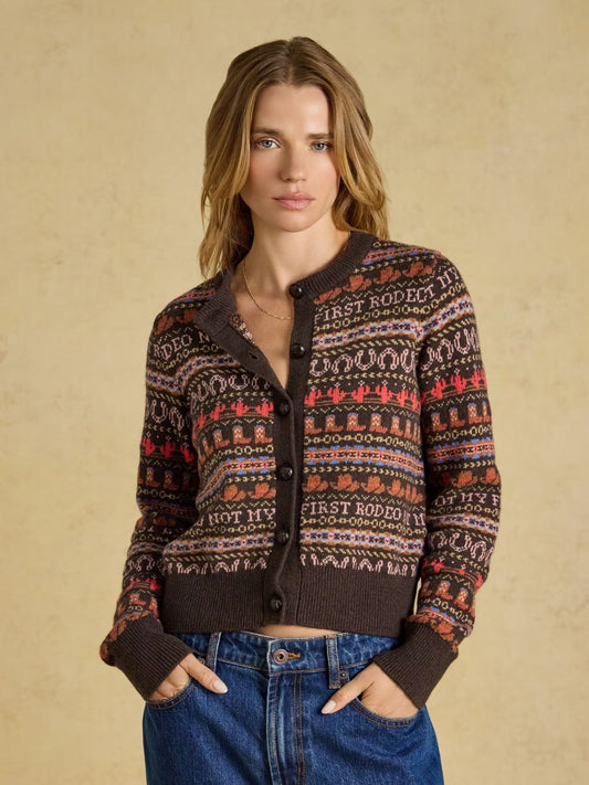 Young Ideas & Henmores -Rodeo Cardigan -Chocolate Brown -L