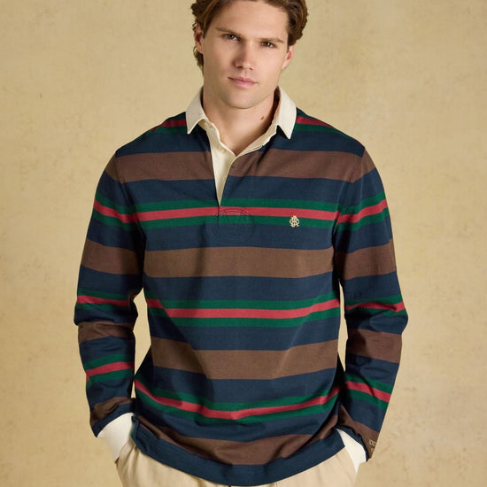 Young Ideas & Henmores -Rugby Club Long Sleeve Polo Shirt -Multi -M