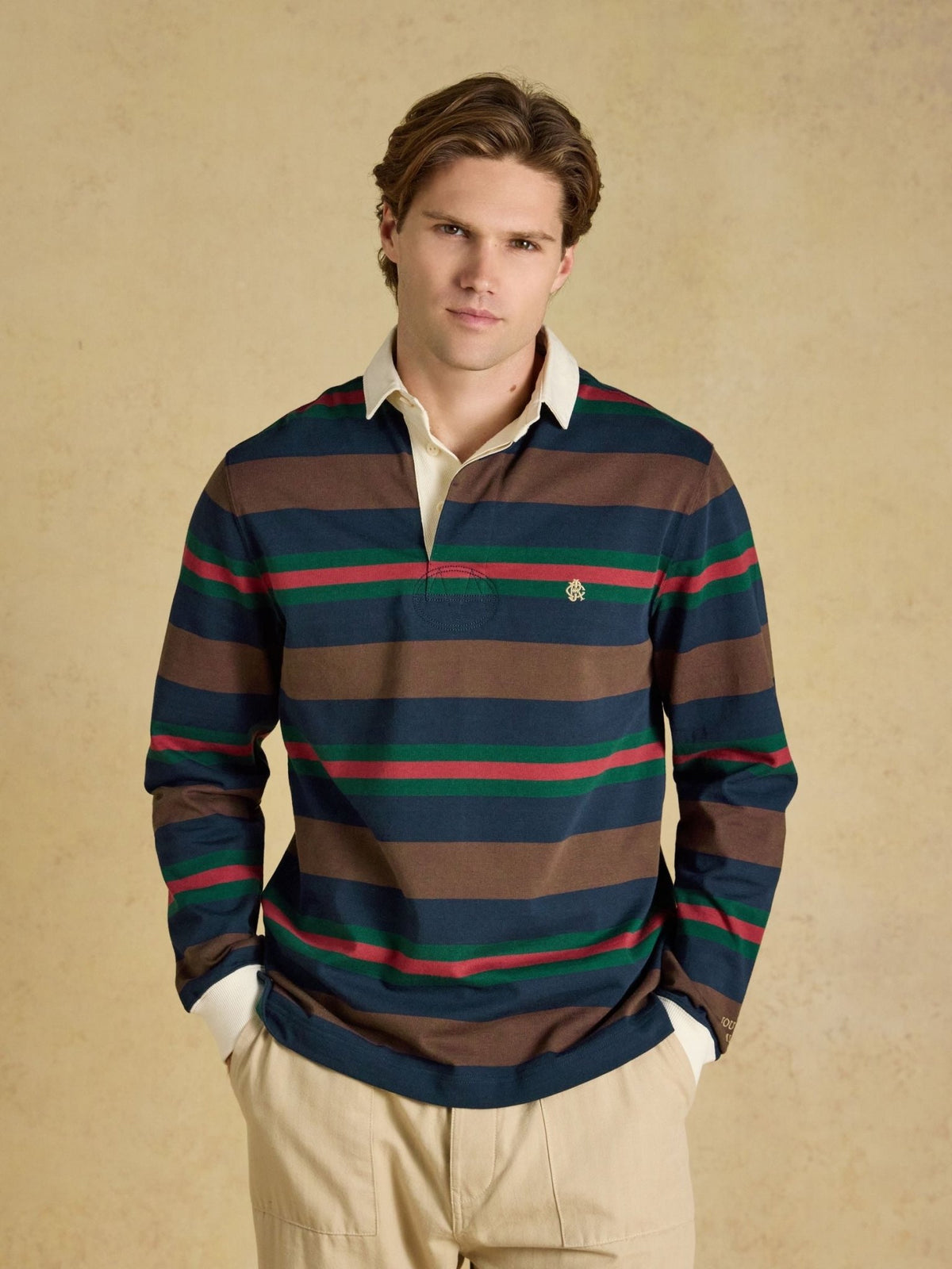 Young Ideas & Henmores -Rugby Club Long Sleeve Polo Shirt -Multi -M