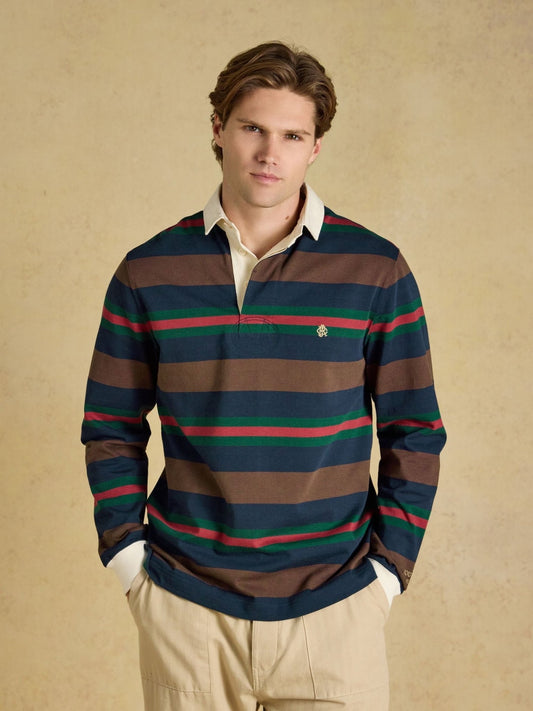 Young Ideas & Henmores -Rugby Club Long Sleeve Polo Shirt -Multi -M