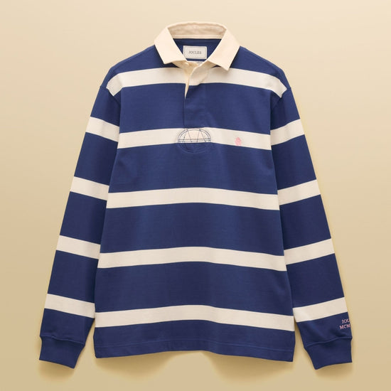 Young Ideas & Henmores - Rugby Club Long Sleeve Polo Shirt - Blue/White - M