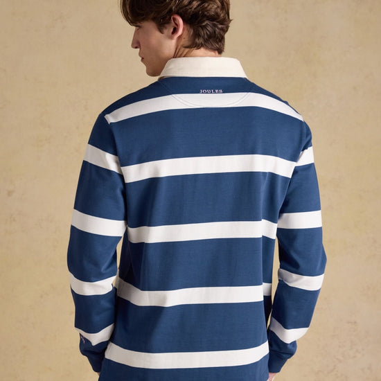 Young Ideas & Henmores - Rugby Club Long Sleeve Polo Shirt - Blue/White - M