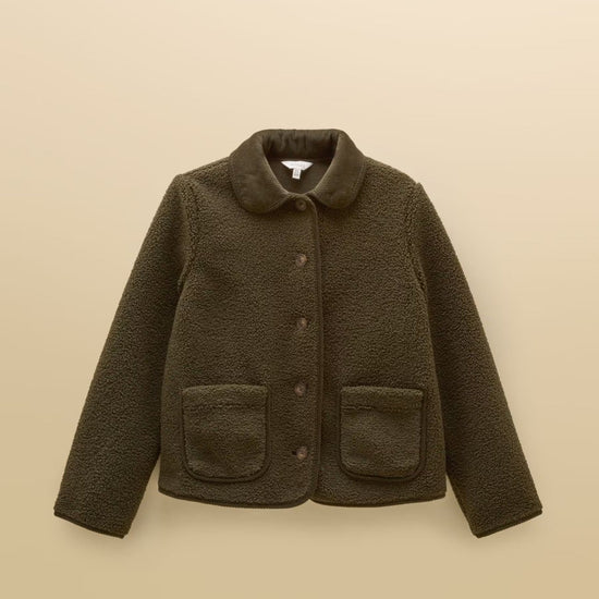 Young Ideas & Henmores -Sadie Short Fleece Jacket -Khaki Green -8