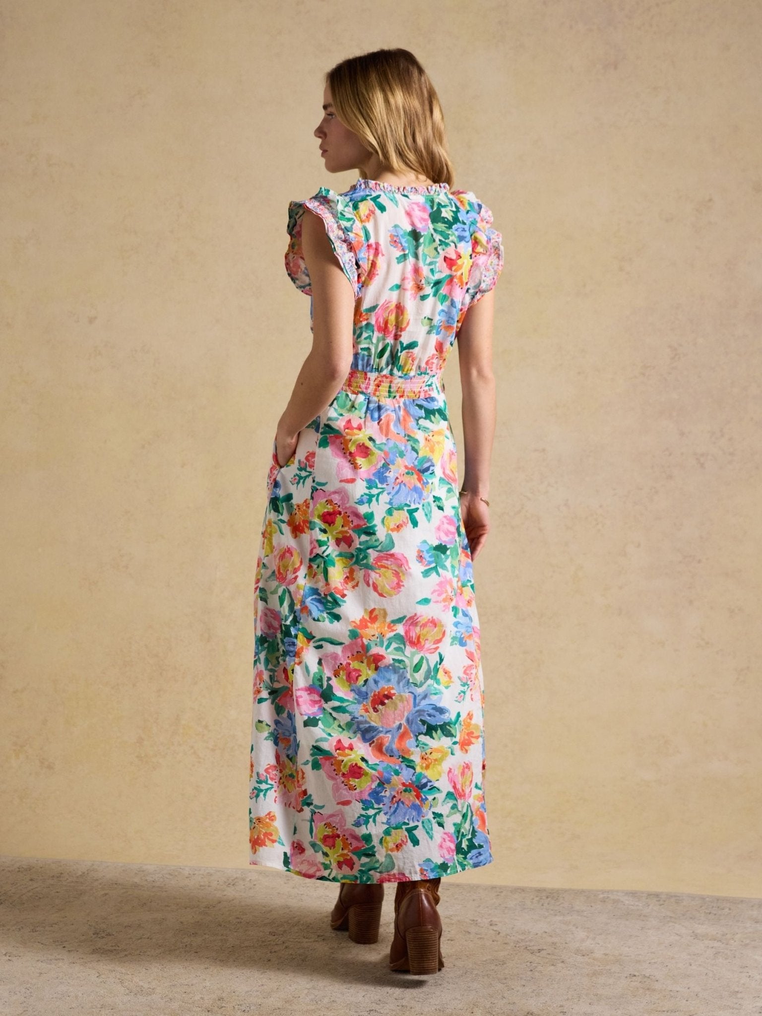 Young Ideas & Henmores - Samantha Sleeveless Midi Dress - White Floral - 8