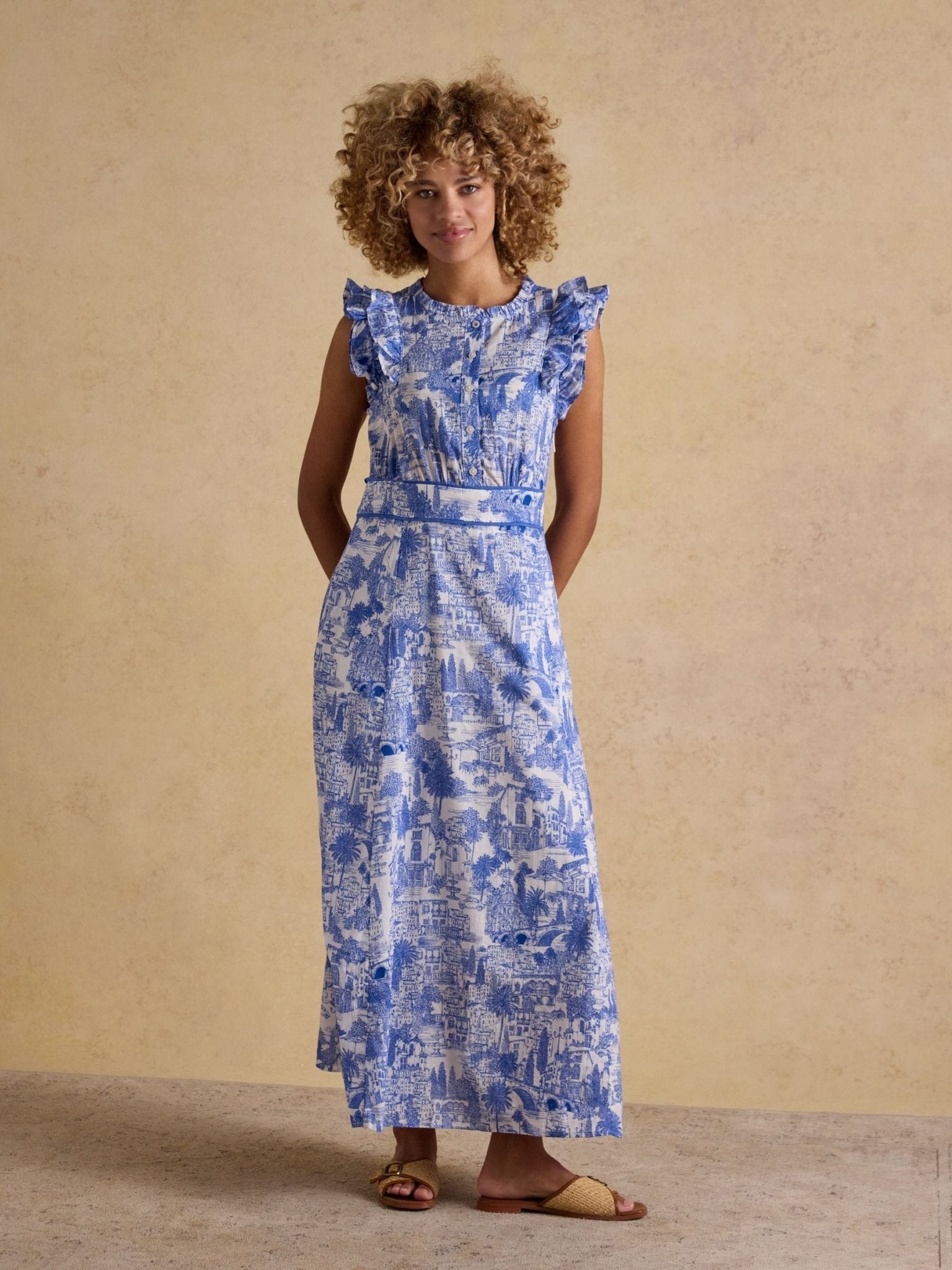Young Ideas & Henmores - Samantha Sleeveless Midi Dress - White Floral - 8