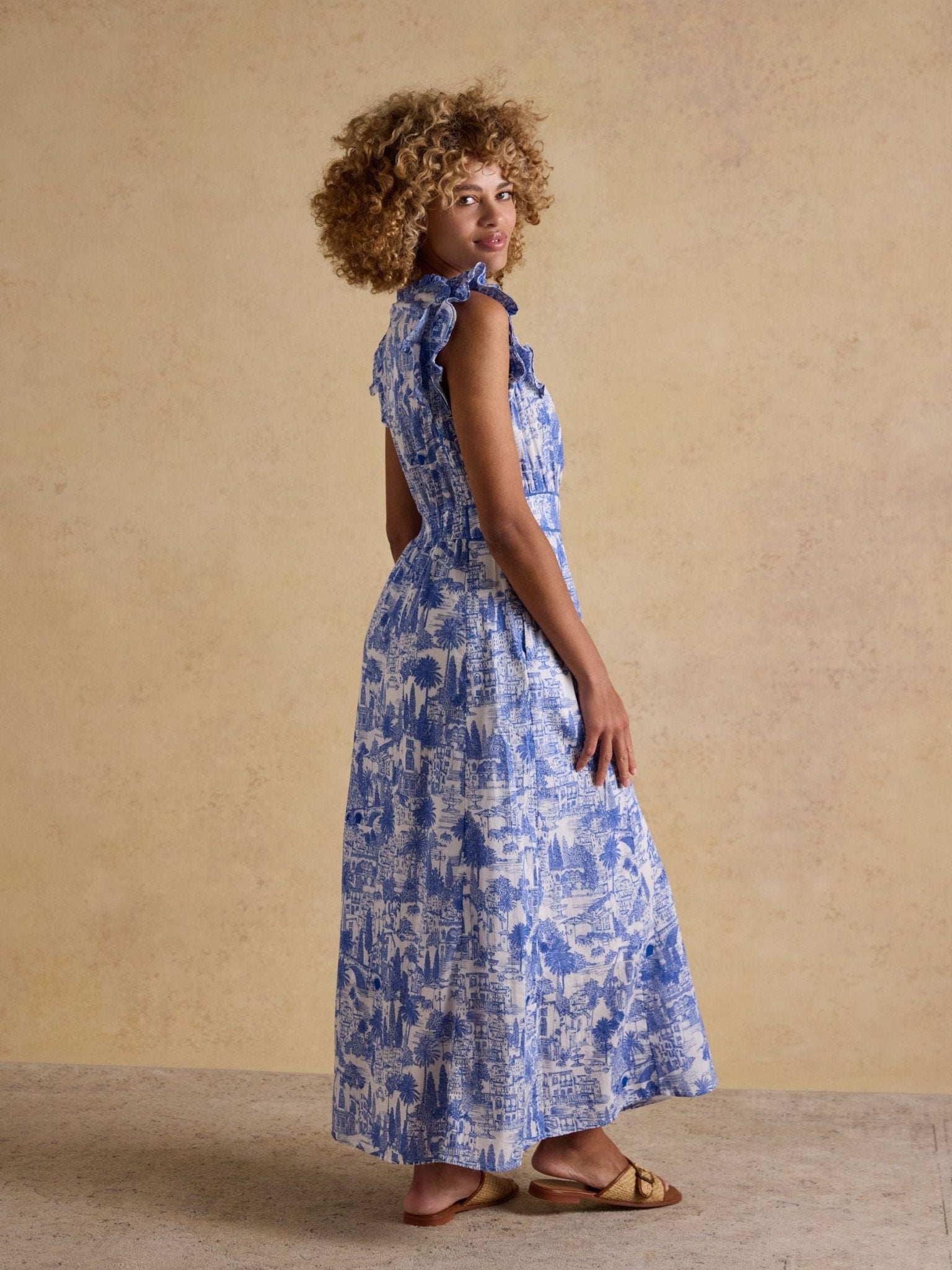 Young Ideas & Henmores - Samantha Sleeveless Midi Dress - White Floral - 8