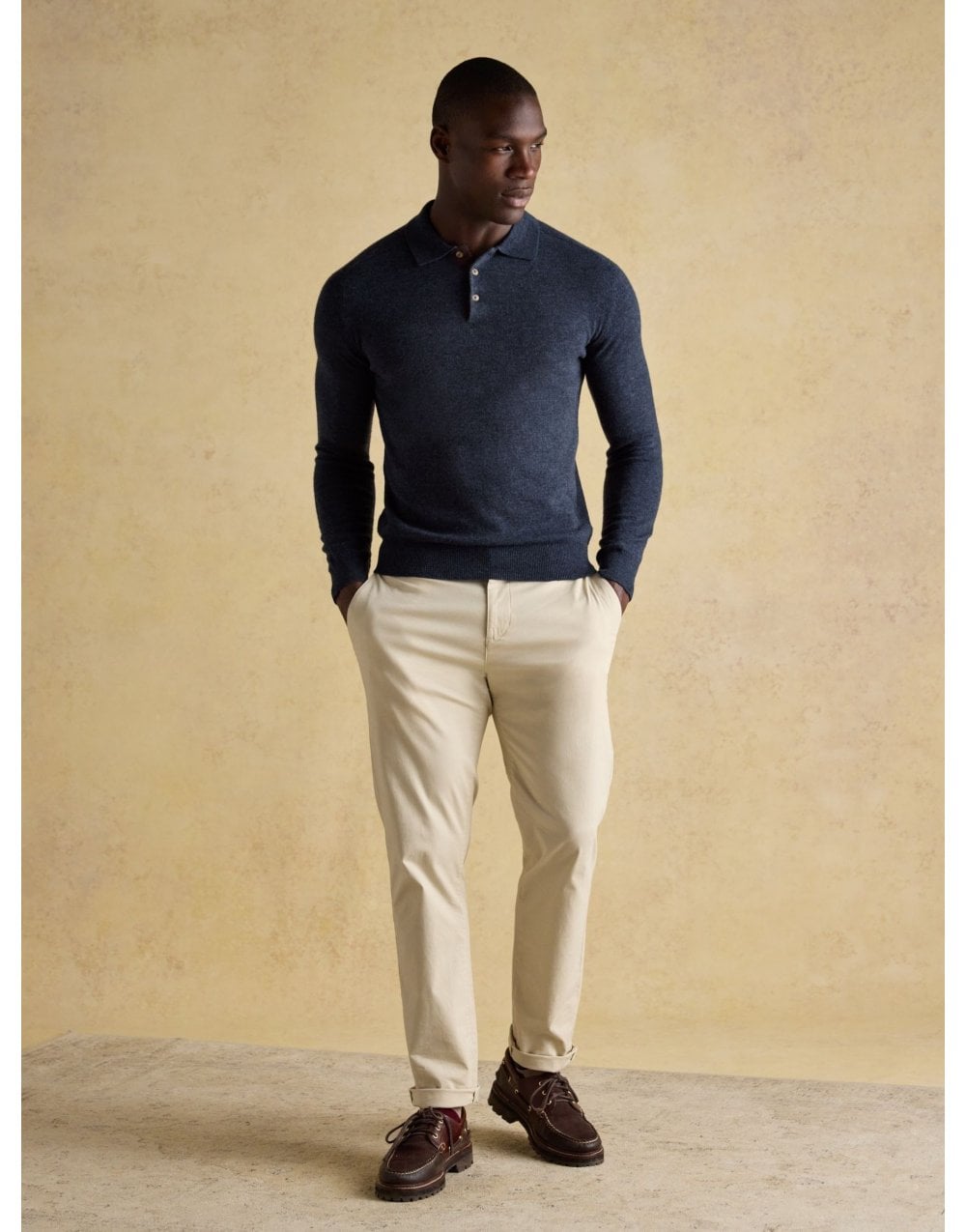 Young Ideas/Henmores - Sampson Knitted Polo - Navy - M