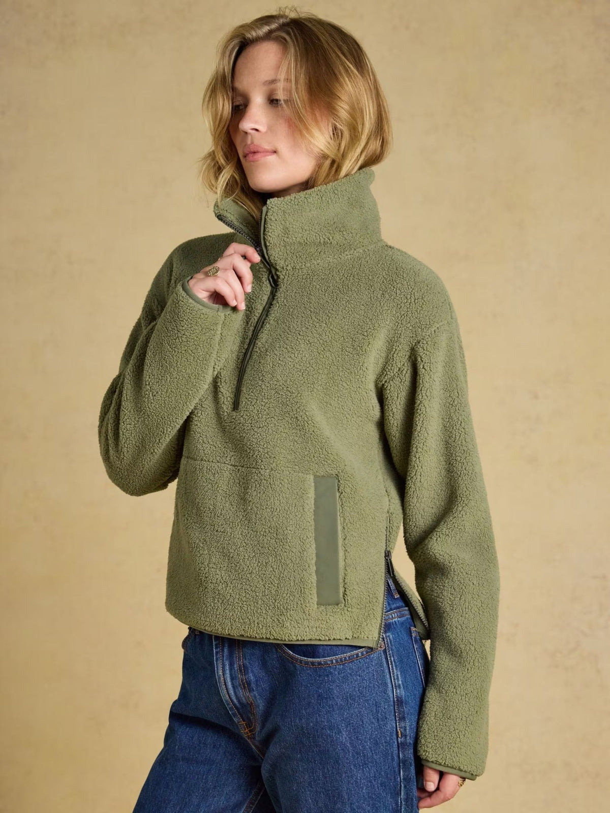 Young Ideas & Henmores -Short Tilly 1/4 Zip Fleece -Cream -8