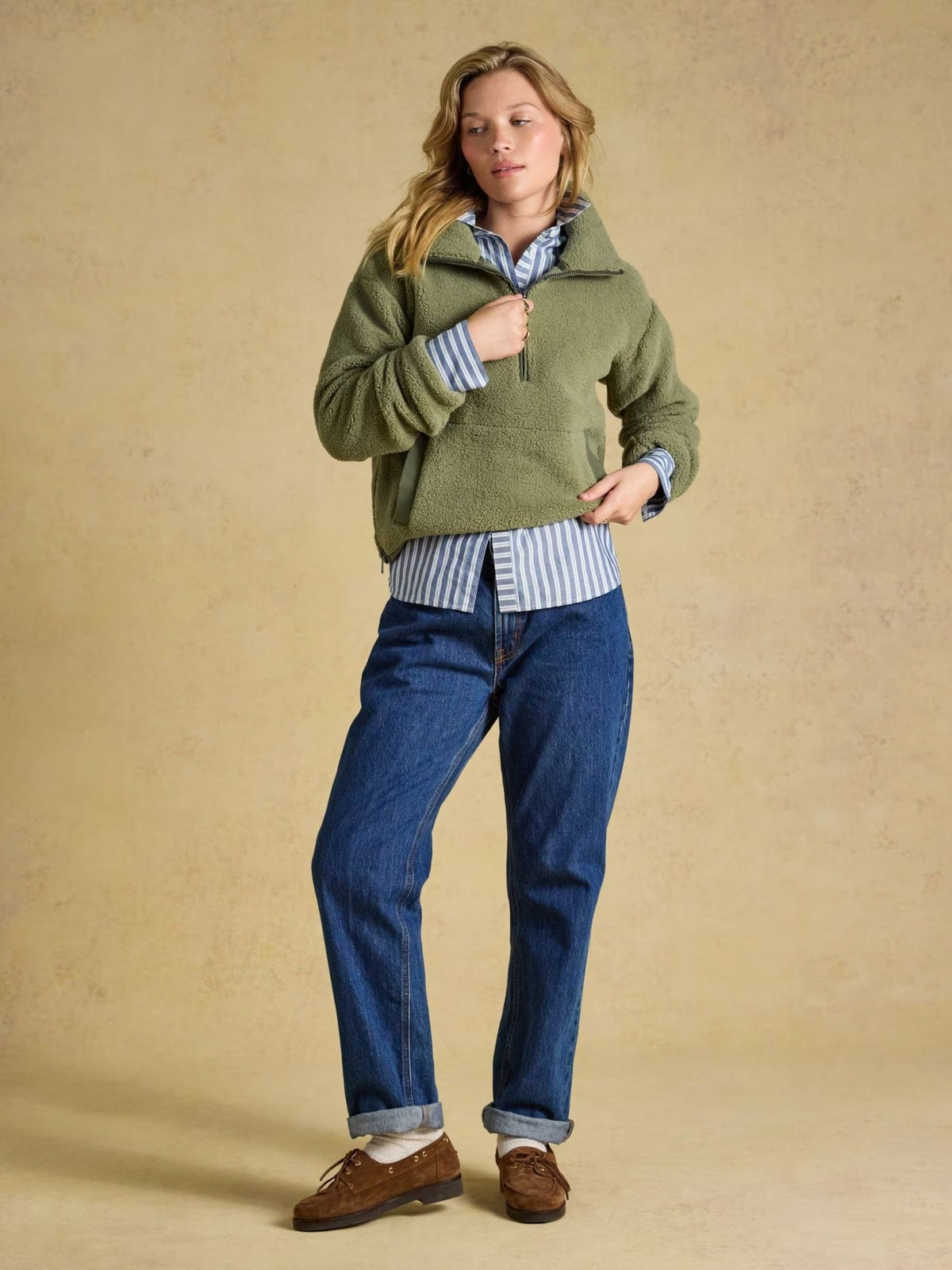 Young Ideas & Henmores -Short Tilly 1/4 Zip Fleece -Cream -8