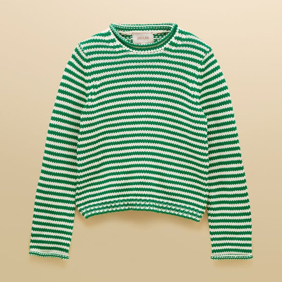 Young Ideas & Henmores - Skye Cotton Knit Stripe Jumper - Green - XS
