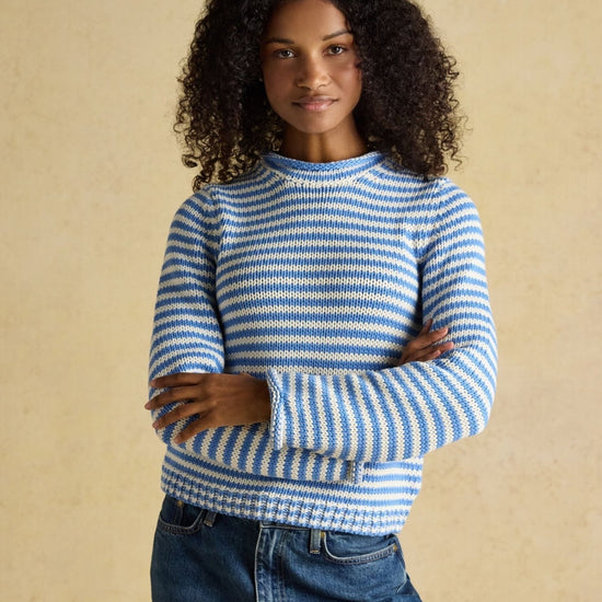 Young Ideas & Henmores - Skye Cotton Knit Stripe Jumper - Blue - XS