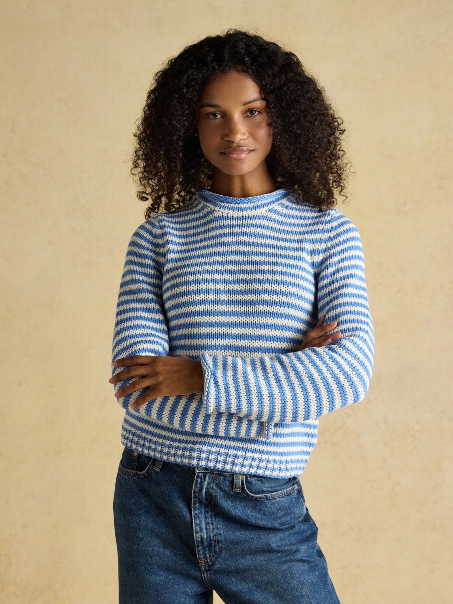 Young Ideas & Henmores - Skye Cotton Knit Stripe Jumper - Blue - XS