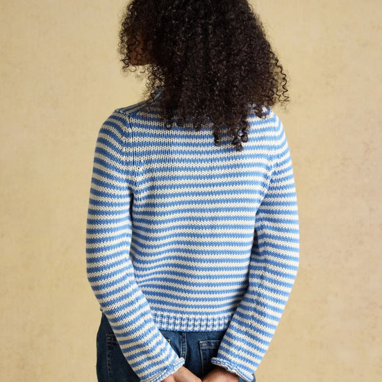 Young Ideas & Henmores - Skye Cotton Knit Stripe Jumper - Blue - XS
